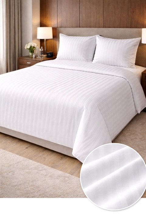 Pościel Hotelowa Adamaszek 1 cm 200x200 + 2x poszewka 50x60 | 100% Bawełna – zamek ekspresowy | Szwalnia Adamaszek