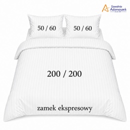Pościel Hotelowa Adamaszek 1 cm 200x200 + 2x poszewka 50x60 | 100% Bawełna – zamek ekspresowy | Szwalnia Adamaszek