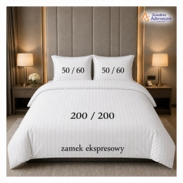 Pościel Hotelowa Adamaszek 1 cm 200x200 + 2x poszewka 50x60 | 100% Bawełna – zamek ekspresowy | Szwalnia Adamaszek