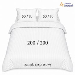Pościel Hotelowa Adamaszek 1 cm 200x200 + 2x poszewka 50x70 | 100% Bawełna – zamek ekspresowy | Szwalnia Adamaszek