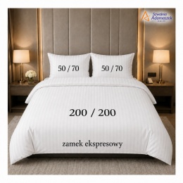 Pościel Hotelowa Adamaszek 1 cm 200x200 + 2x poszewka 50x70 | 100% Bawełna – zamek ekspresowy | Szwalnia Adamaszek