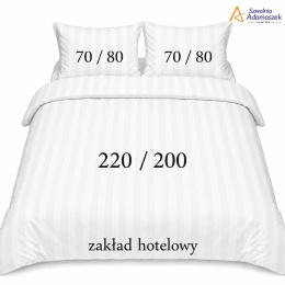 Pościel Hotelowa Adamaszek 2 cm 220x200 + 2x poszewka 70x80 | 100% Bawełna – Zakładka Hotelowa | Szwalnia Adamaszek