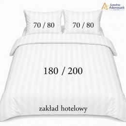 Pościel Hotelowa Adamaszek 1 cm 180x200 + 2x poszewka 70x80 | 100% Bawełna – Zakładka Hotelowa | Szwalnia Adamaszek