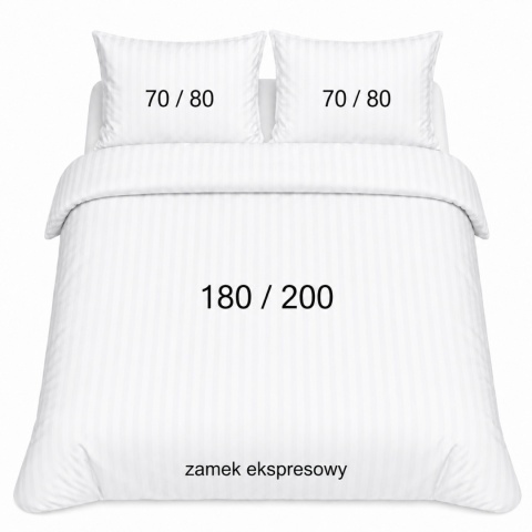 Pościel Hotelowa Adamaszek 1 cm 180x200 + 2x poszewka 70x80 | 100% Bawełna – zamek ekspresowy | Szwalnia Adamaszek