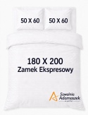 Pościel Hotelowa Biała Satyna 180x200 + 2x poszewka 50x60 | 100% Bawełna – zamek ekspresowy | Szwalnia Adamaszek