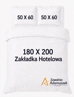Pościel Hotelowa Biała Satyna 180x200 + 2x poszewka 50x60 | 100% Bawełna – Zakładka Hotelowa | Szwalnia Adamaszek