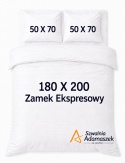 Pościel Hotelowa Biała Satyna 180x200 + 2x poszewka 50x70 | 100% Bawełna – zamek ekspresowy | Szwalnia Adamaszek