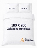 Pościel Hotelowa Biała Satyna 180x200 + 2x poszewka 50x70 | 100% Bawełna – Zakładka Hotelowa | Szwalnia Adamaszek