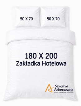Pościel Hotelowa Biała Satyna 180x200 + 2x poszewka 50x70 | 100% Bawełna – Zakładka Hotelowa | Szwalnia Adamaszek