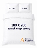 Pościel Hotelowa Biała Satyna 180x200 + 2x poszewka 70x80 | 100% Bawełna – zamek ekspresowy | Szwalnia Adamaszek