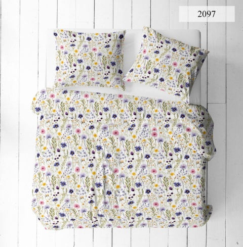 Pościel 160x200 100% bawełna – komplet z poszewkami | 2097 Kwiecista łąka