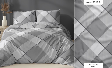 Pościel 220x200 + 2 poszewki | 100% bawełna |5227 B szara krata