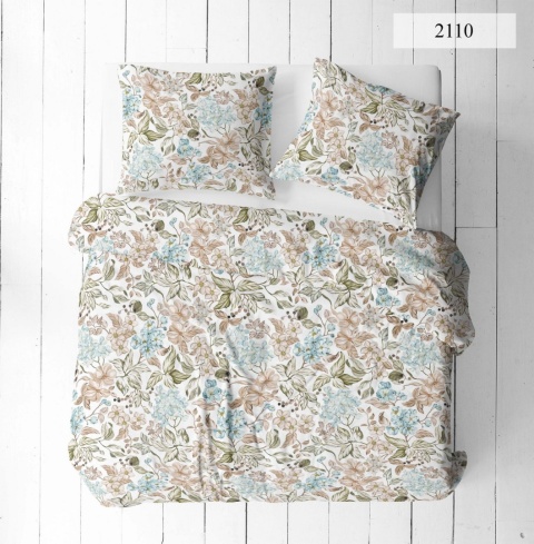 Pościel 220x240 + 2 poszewki | 100% bawełna | 2110 Błękitna Hortensja